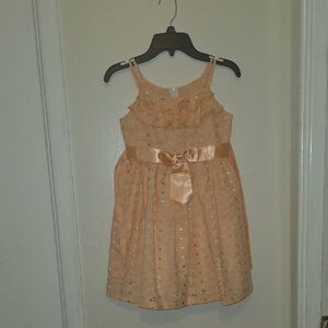 Adorable Peach Kids Dress with Bow Accent
